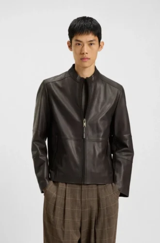 Grained-leather jacket in a slim fit