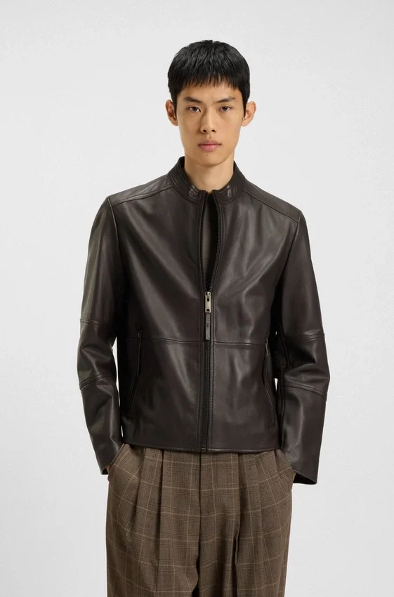 Grained-leather jacket in a slim fit Grained-leather jacket in a slim fit