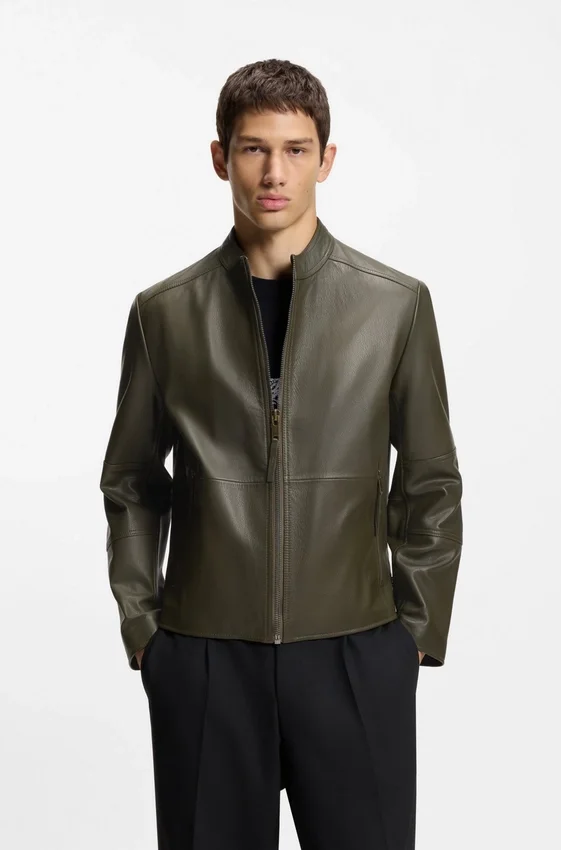 Grained-leather jacket in a slim fit Grained-leather jacket in a slim fit