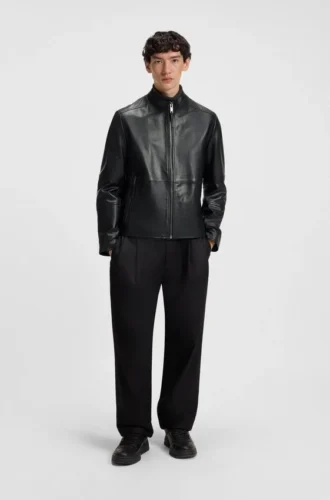 Grained-leather jacket in a slim fit