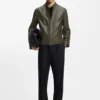 Grained-leather jacket in a slim fit Grained-leather jacket in a slim fit