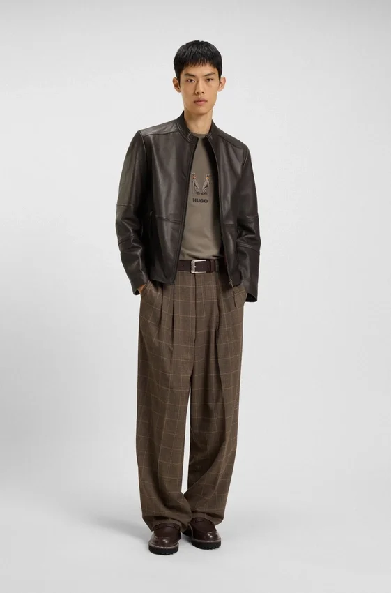 Grained-leather jacket in a slim fit Grained-leather jacket in a slim fit