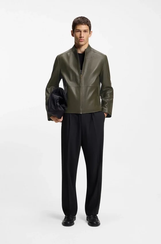 Grained-leather jacket in a slim fit Grained-leather jacket in a slim fit