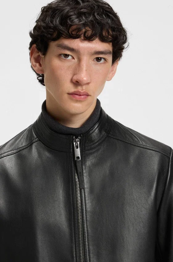Grained-leather jacket in a slim fit Grained-leather jacket in a slim fit