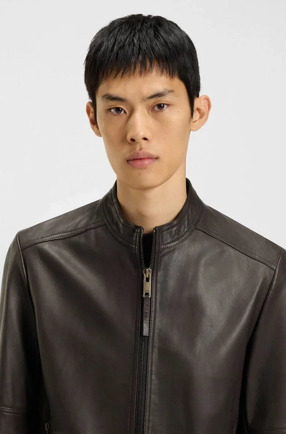 Grained-leather jacket in a slim fit Grained-leather jacket in a slim fit