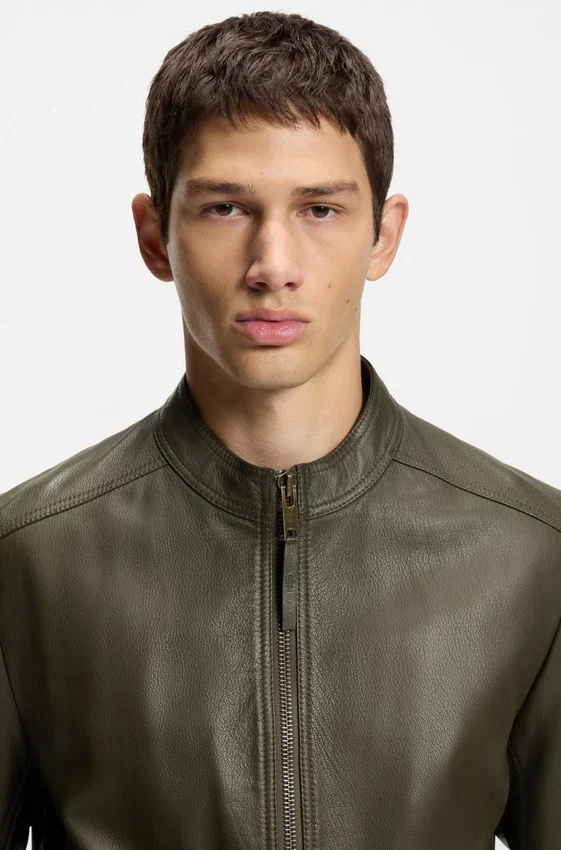 Grained-leather jacket in a slim fit Grained-leather jacket in a slim fit