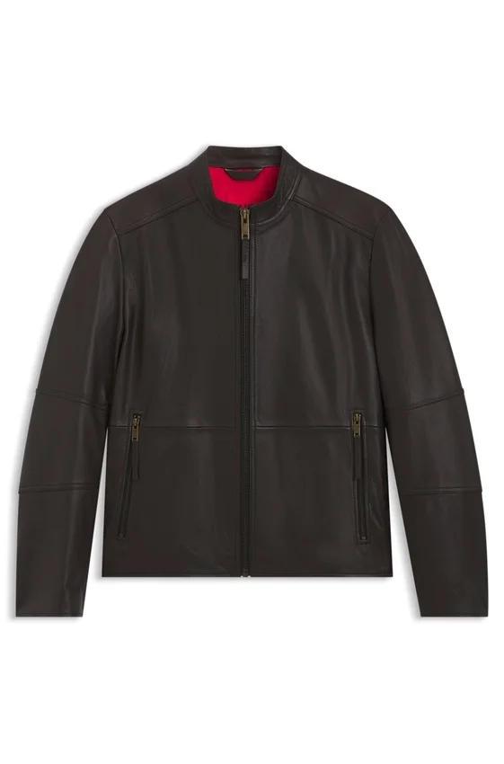 Grained-leather jacket in a slim fit Grained-leather jacket in a slim fit