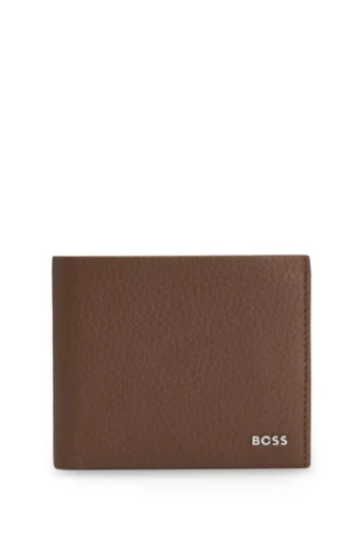 Grained-leather wallet with logo lettering