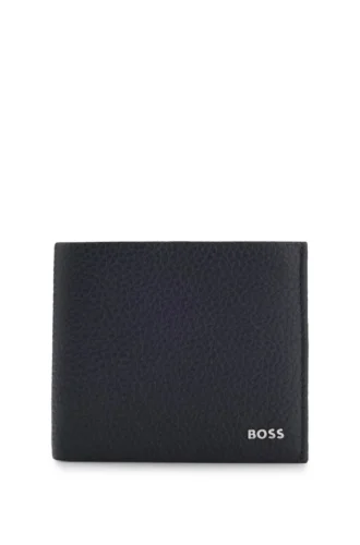 Grained-leather wallet with logo lettering