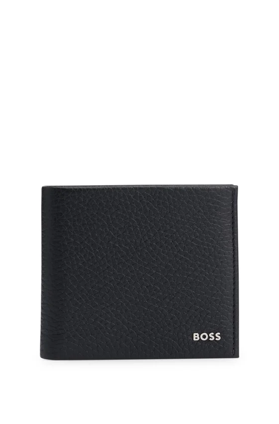 Grained-leather wallet with metal logo lettering Grained-leather wallet with metal logo lettering