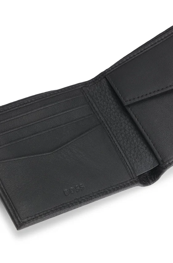 Grained-leather wallet with metal logo lettering Grained-leather wallet with metal logo lettering