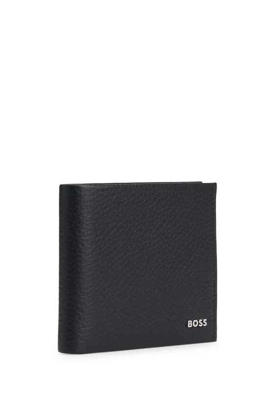 Grained-leather wallet with metal logo lettering Grained-leather wallet with metal logo lettering