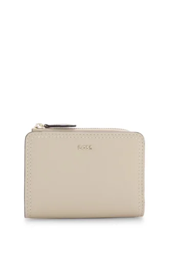 Grained-leather wallet with metallic logo lettering