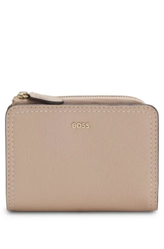 Grained-leather wallet with metallic logo lettering