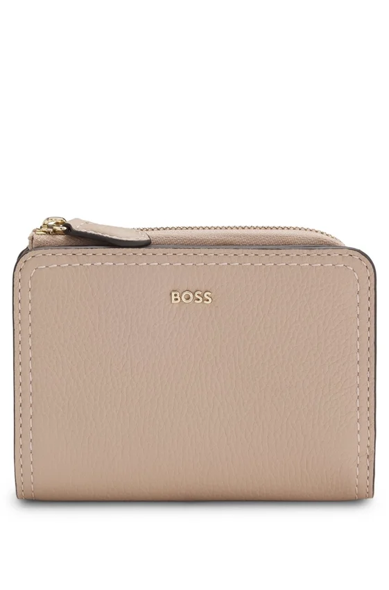 Grained-leather wallet with metallic logo lettering Grained-leather wallet with metallic logo lettering