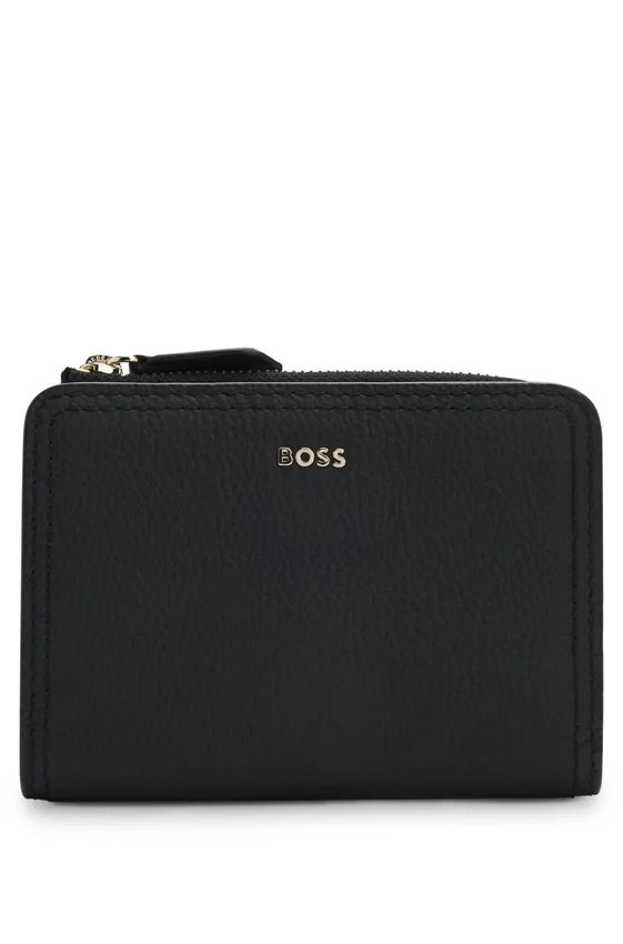 Grained-leather wallet with metallic logo lettering Grained-leather wallet with metallic logo lettering