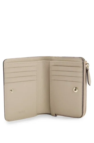 Grained-leather wallet with metallic logo lettering