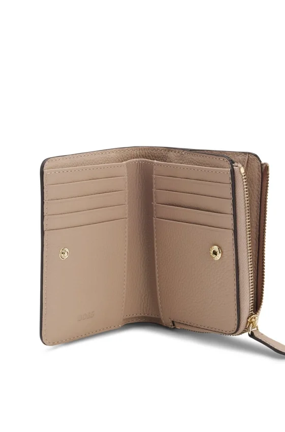 Grained-leather wallet with metallic logo lettering Grained-leather wallet with metallic logo lettering