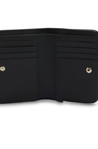 Grained-leather wallet with metallic logo lettering