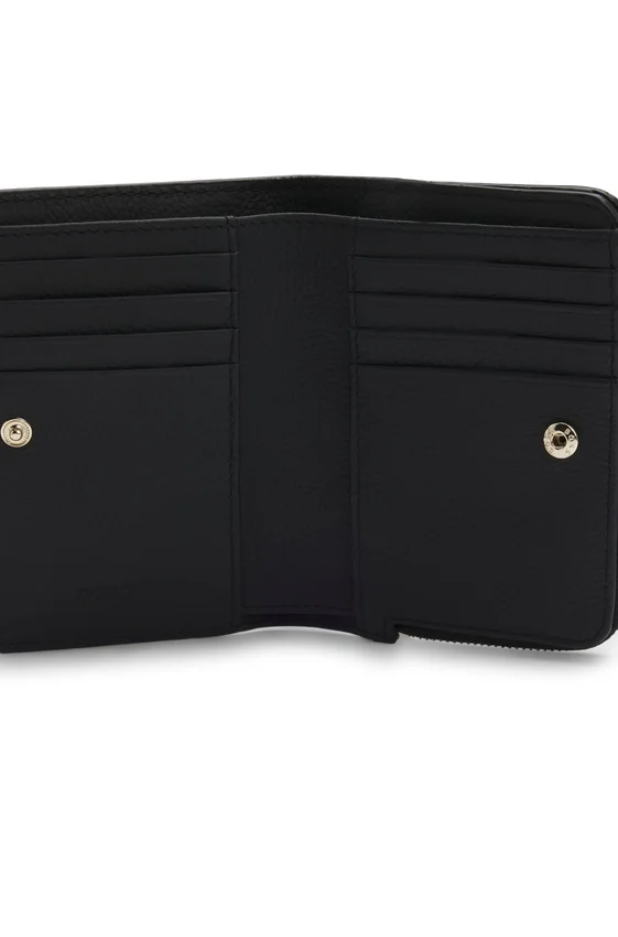 Grained-leather wallet with metallic logo lettering Grained-leather wallet with metallic logo lettering