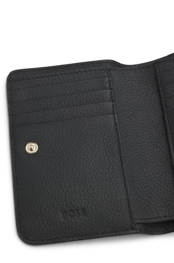 Grained-leather wallet with metallic logo lettering Grained-leather wallet with metallic logo lettering