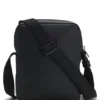 Grained reporter bag with stacked-logo trim