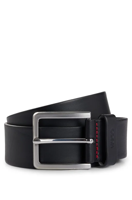 Grainy embossed-leather belt with brushed metal hardware Grainy embossed-leather belt with brushed metal hardware