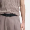 Grainy embossed-leather belt with brushed metal hardware Grainy embossed-leather belt with brushed metal hardware