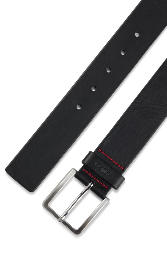 Grainy embossed-leather belt with brushed metal hardware Grainy embossed-leather belt with brushed metal hardware