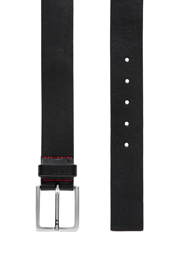 Grainy embossed-leather belt with brushed metal hardware Grainy embossed-leather belt with brushed metal hardware
