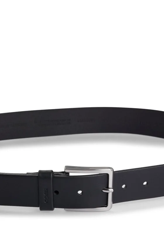 Grainy embossed-leather belt with brushed metal hardware Grainy embossed-leather belt with brushed metal hardware