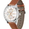 Grand Prix 44 chronograph watch with perforated leather strap