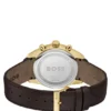 GRAND PRIX 44 Gold-tone chronograph watch with perforated leather strap