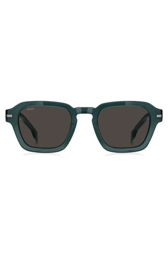 Green acetate sunglasses with temple logo Green acetate sunglasses with temple logo