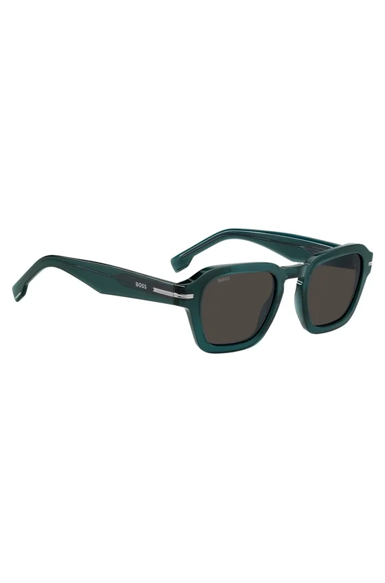 Green acetate sunglasses with temple logo Green acetate sunglasses with temple logo