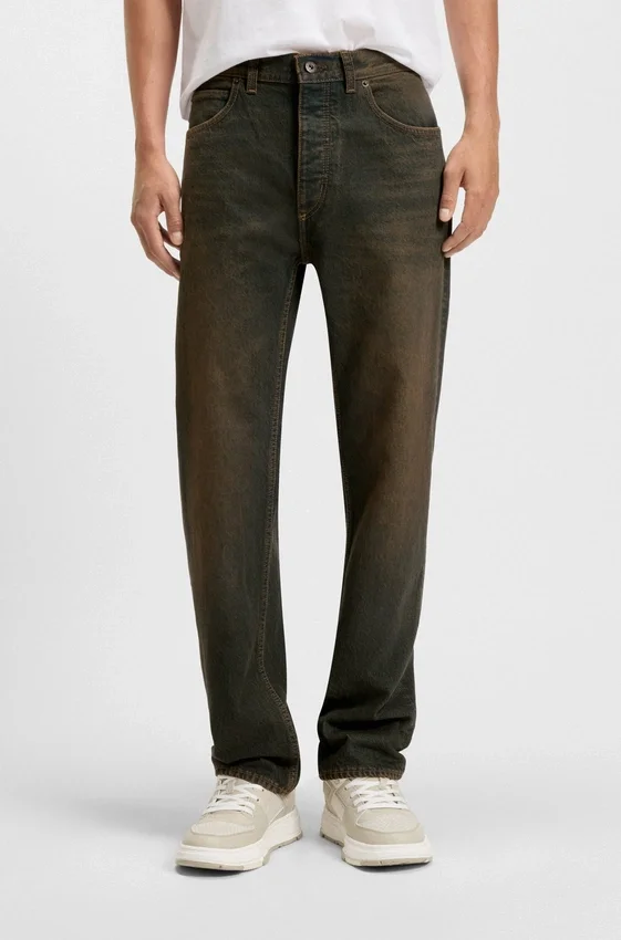 Green-cast regular-fit jeans in rigid denim Green-cast regular-fit jeans in rigid denim