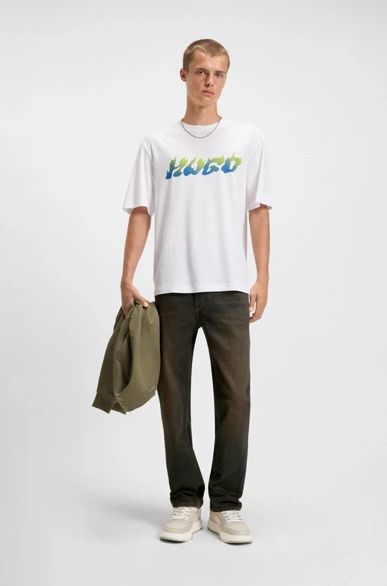 Green-cast regular-fit jeans in rigid denim Green-cast regular-fit jeans in rigid denim