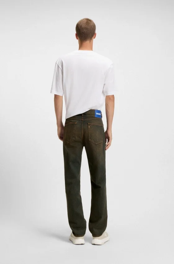 Green-cast regular-fit jeans in rigid denim Green-cast regular-fit jeans in rigid denim