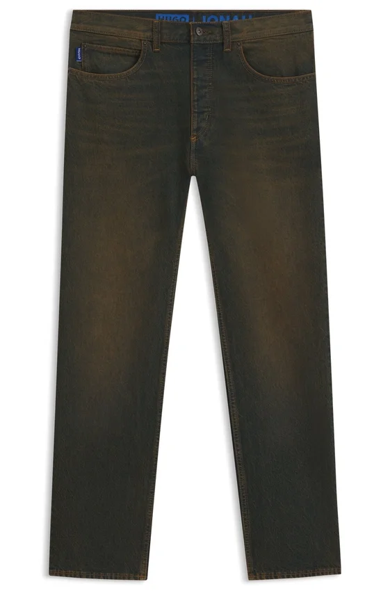 Green-cast regular-fit jeans in rigid denim Green-cast regular-fit jeans in rigid denim