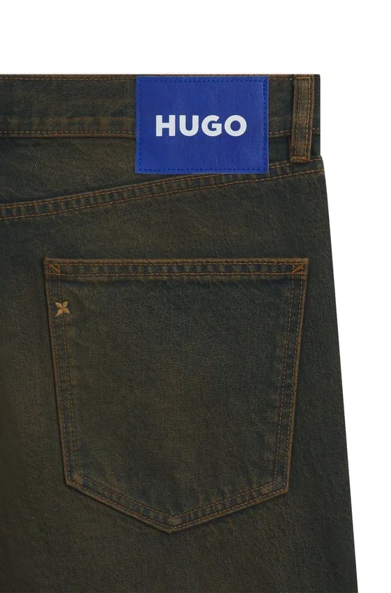 Green-cast regular-fit jeans in rigid denim Green-cast regular-fit jeans in rigid denim