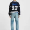 Green-cast slim-fit jeans in stretch denim