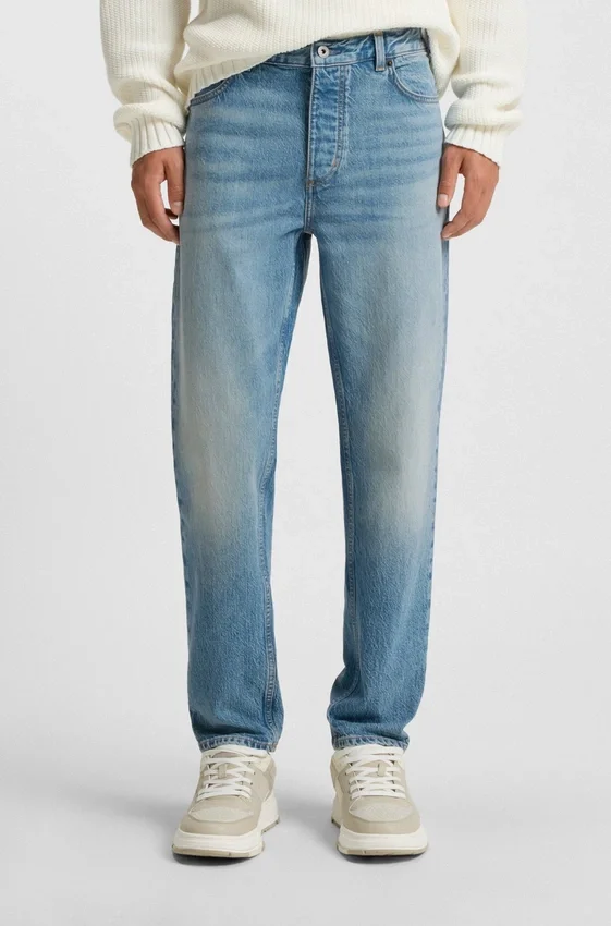 Green-cast tapered-fit jeans in stretch denim Green-cast tapered-fit jeans in stretch denim