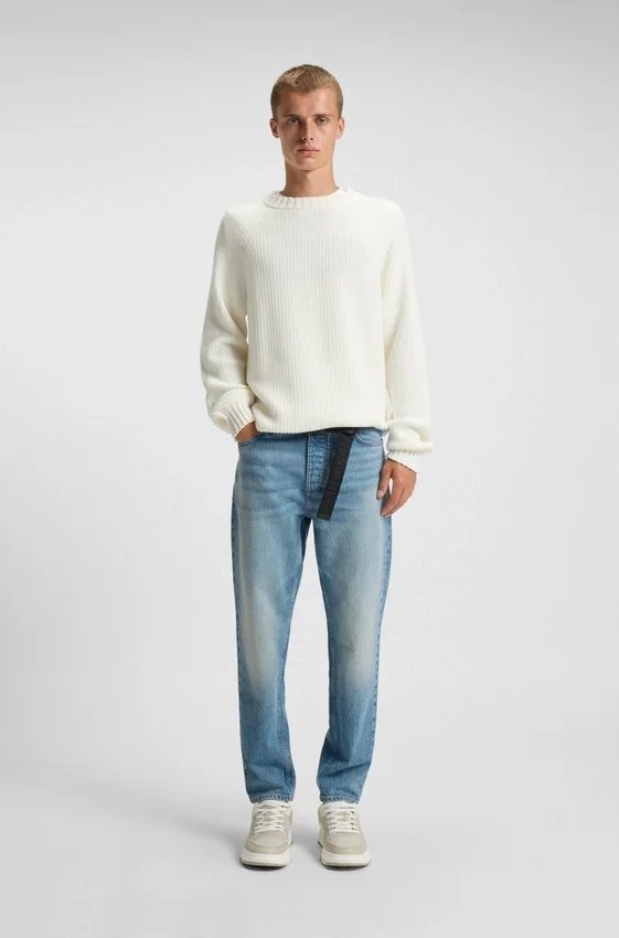 Green-cast tapered-fit jeans in stretch denim Green-cast tapered-fit jeans in stretch denim
