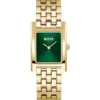 Green-dial watch in gold-tone steel