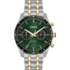 Green-dial watch with gold-effect bracelet