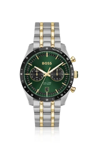 Green-dial watch with gold-effect bracelet