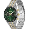 Green-dial watch with gold-effect bracelet