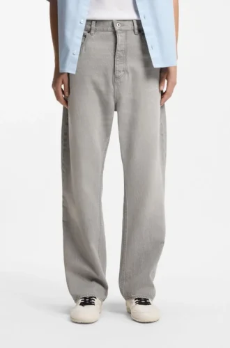 Grey baggy-fit jeans in stonewashed denim