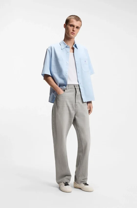 Grey baggy-fit jeans in stonewashed denim Grey baggy-fit jeans in stonewashed denim