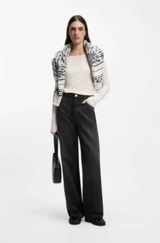 Grey boyfriend-fit jeans in rigid denim